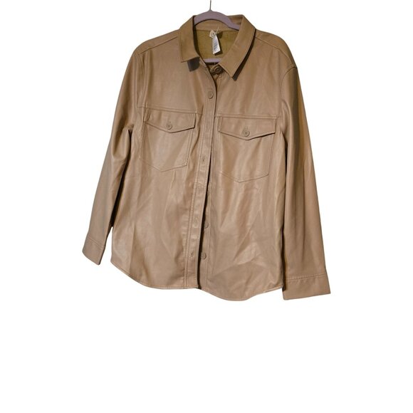 Faux Leather Echo Button-Up‎ Jacket Office Siren Long Sleeves Size XL Women's - Picture 3 of 9